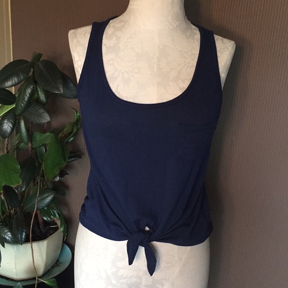 Rebellious One Tops - Rebellious one blue tank top medium knot‎ tie